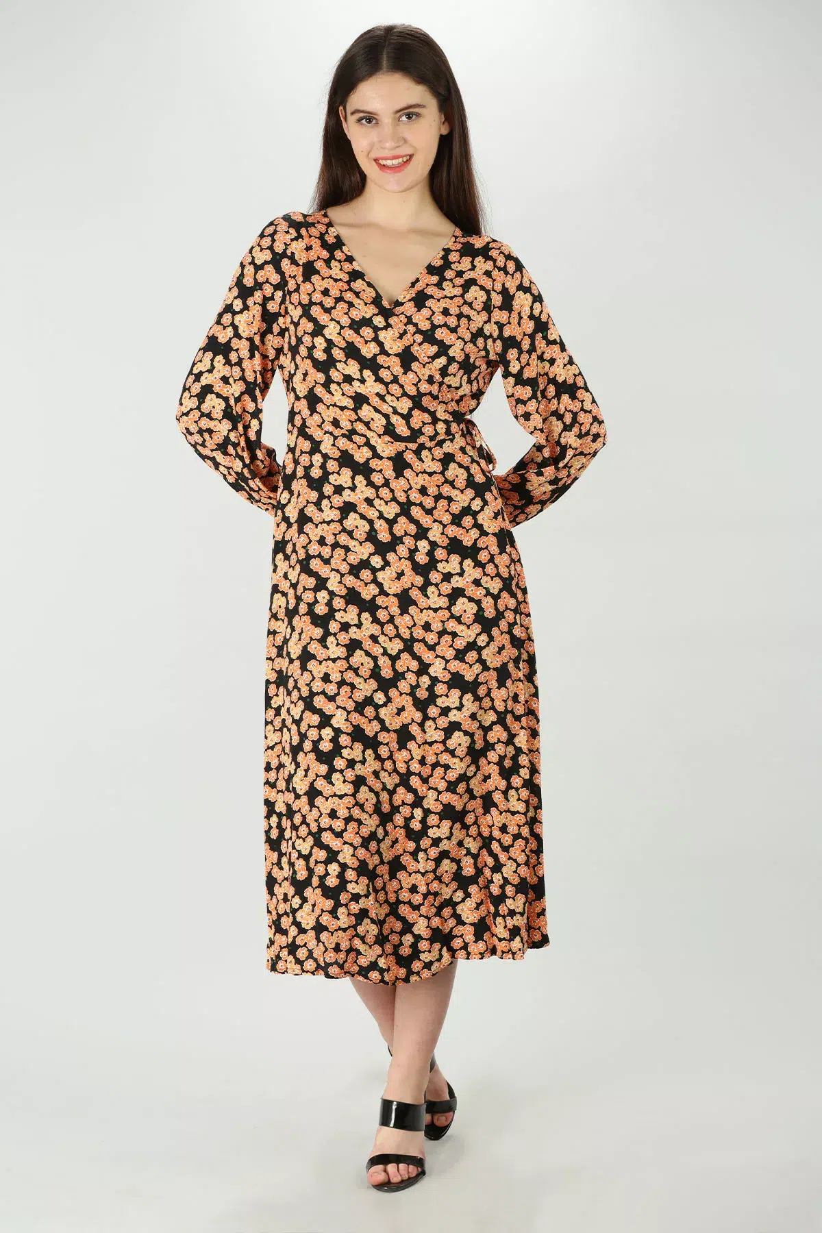 Printed Orange Dress Women