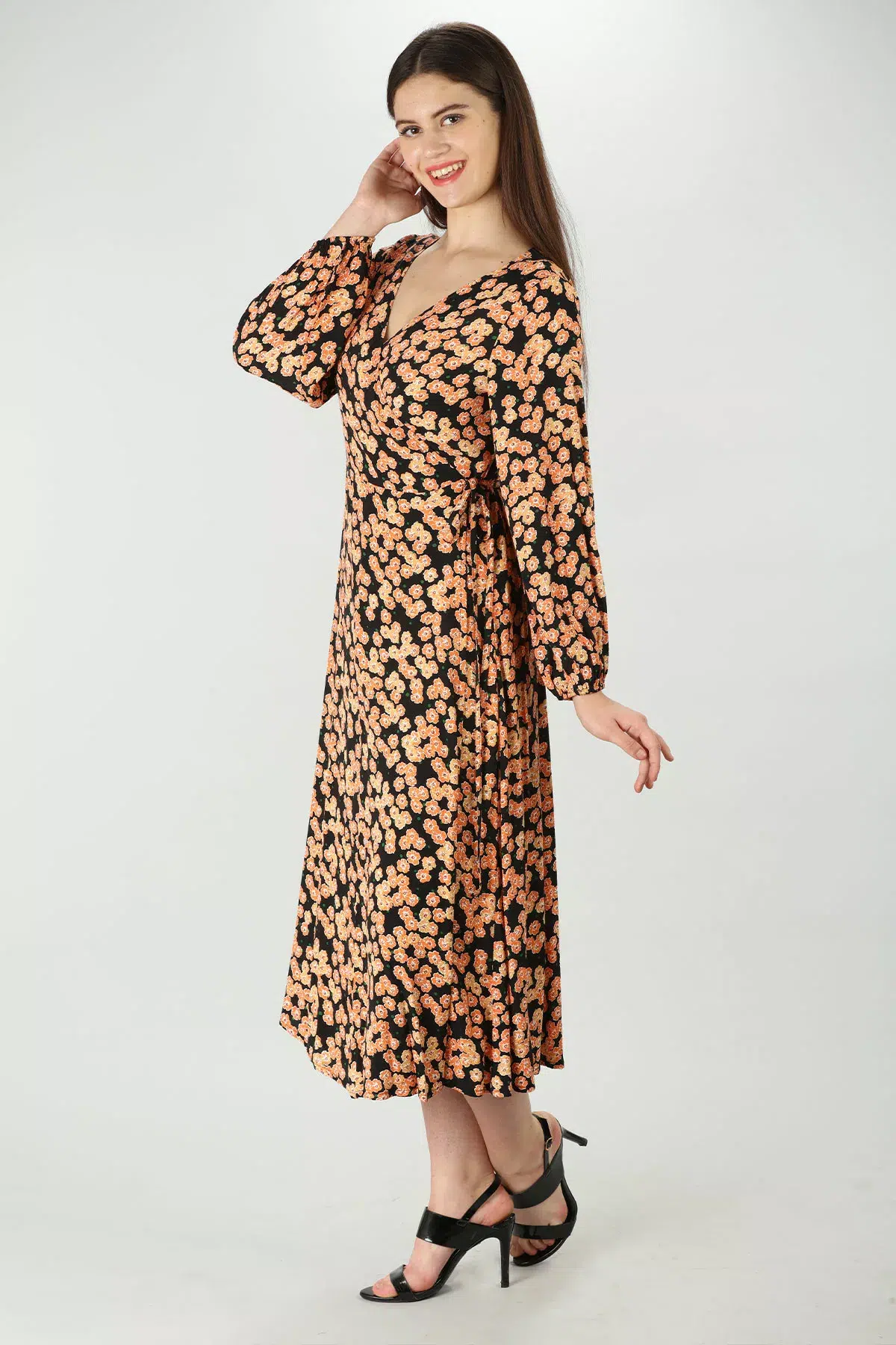 Printed Orange Dress Women