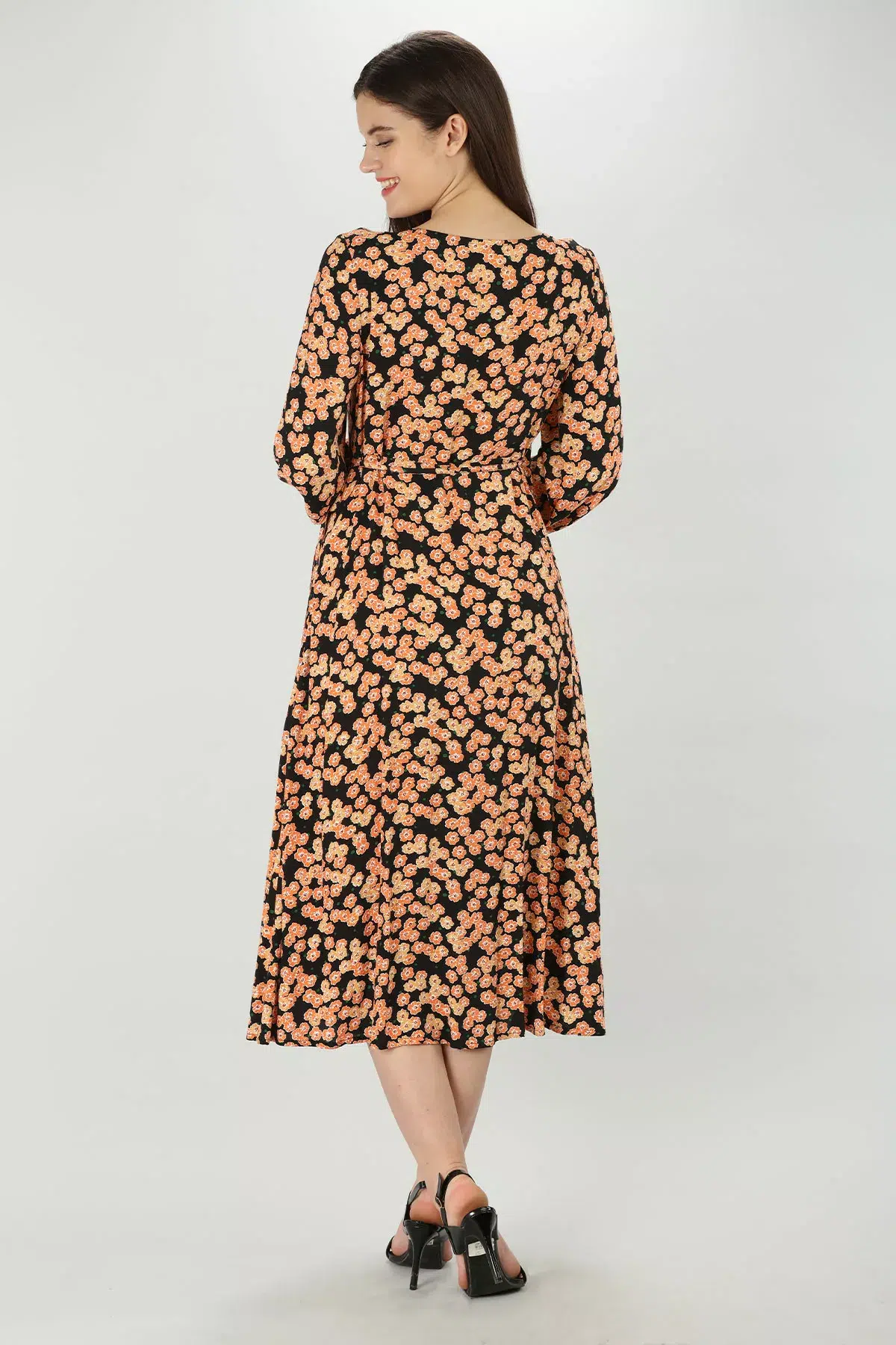 Printed Orange Dress Women