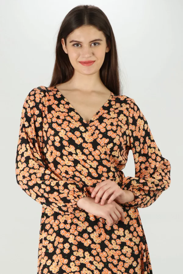 Printed Orange Dress Women