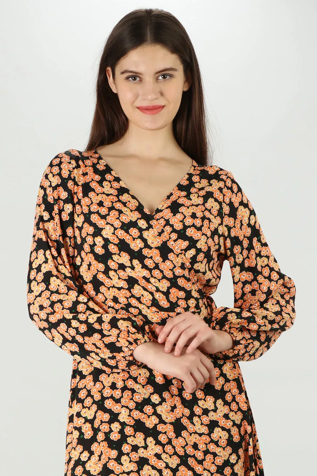 Printed Orange Dress Women