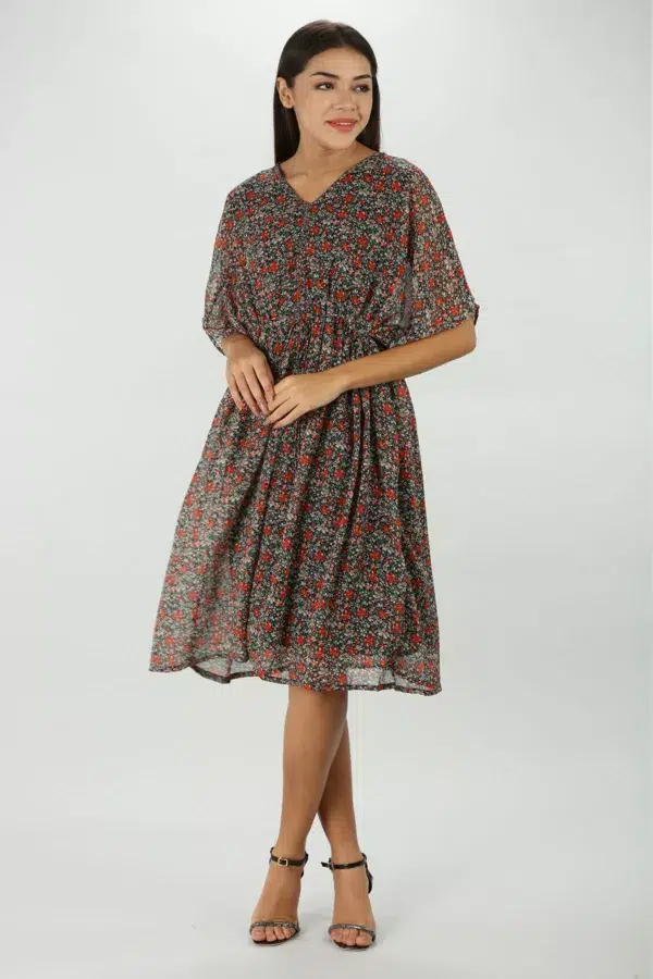 Printed Brick Red Kaftan For Ladies