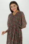 Printed Brick Red Kaftan For Ladies