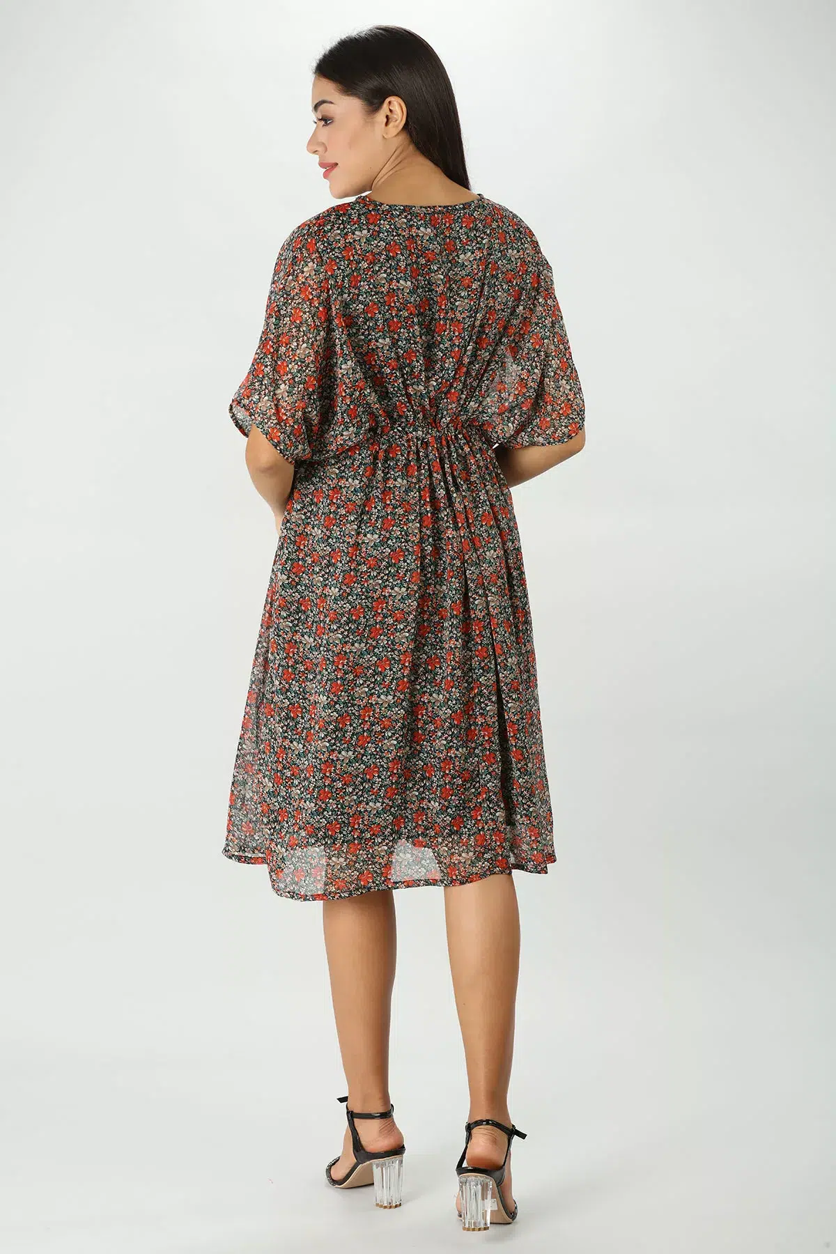 Printed Brick Red Kaftan For Ladies
