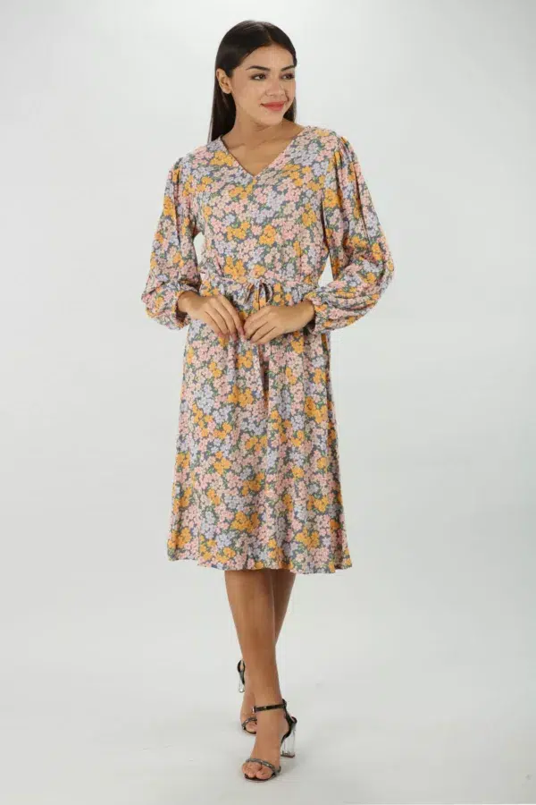 Printed Peachy Pink Dress For Woman