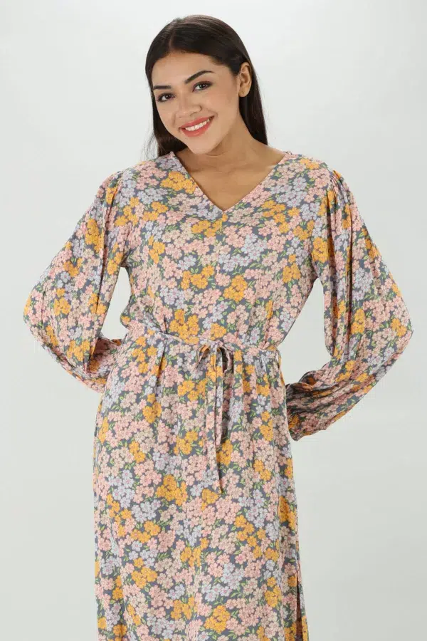 Printed Peachy Pink Dress For Woman