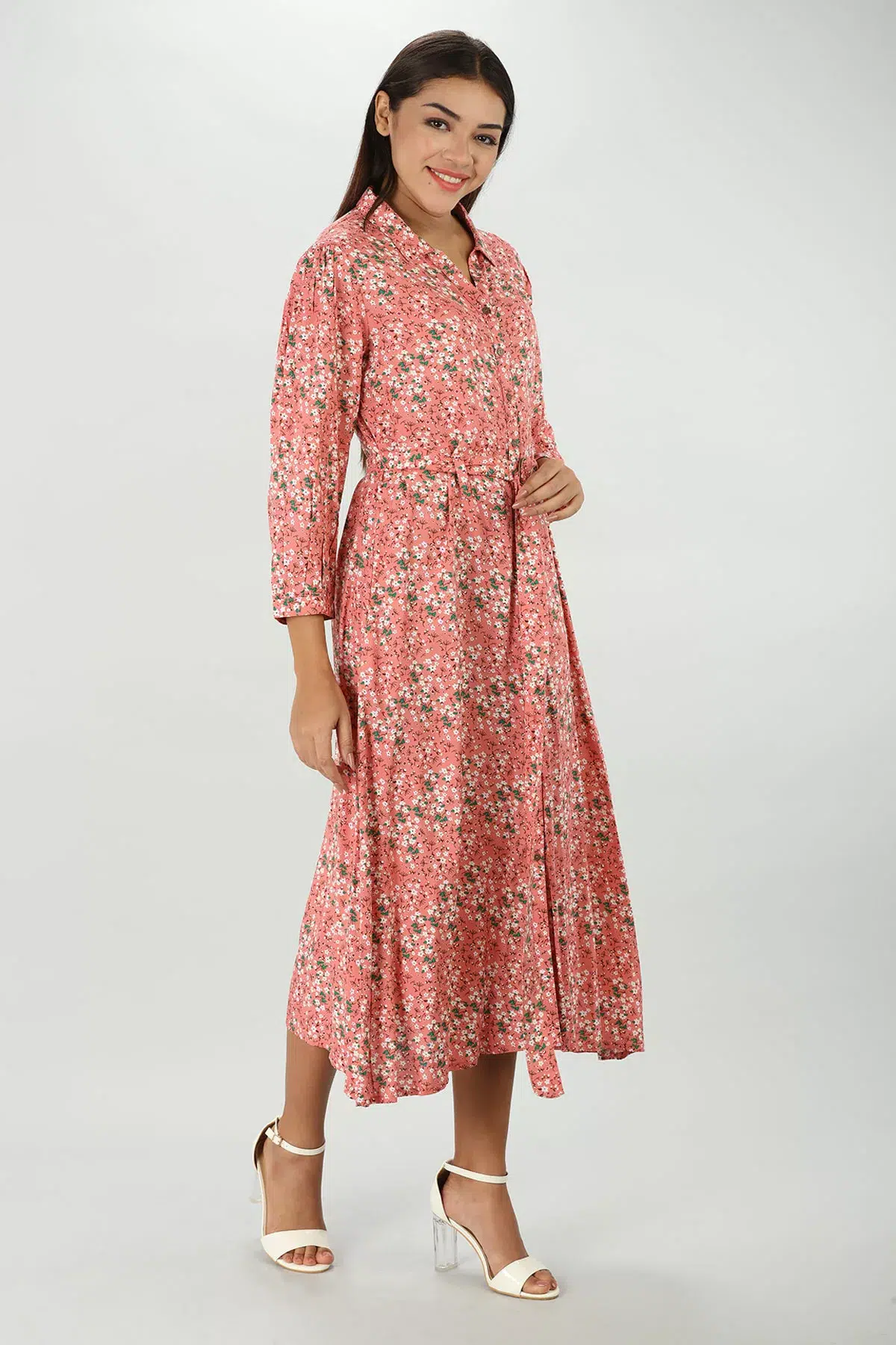 Printed Pink Dress Maxi For Women