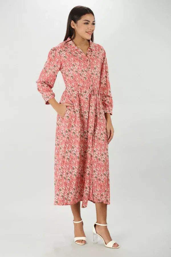 Printed Pink Dress Maxi For Women