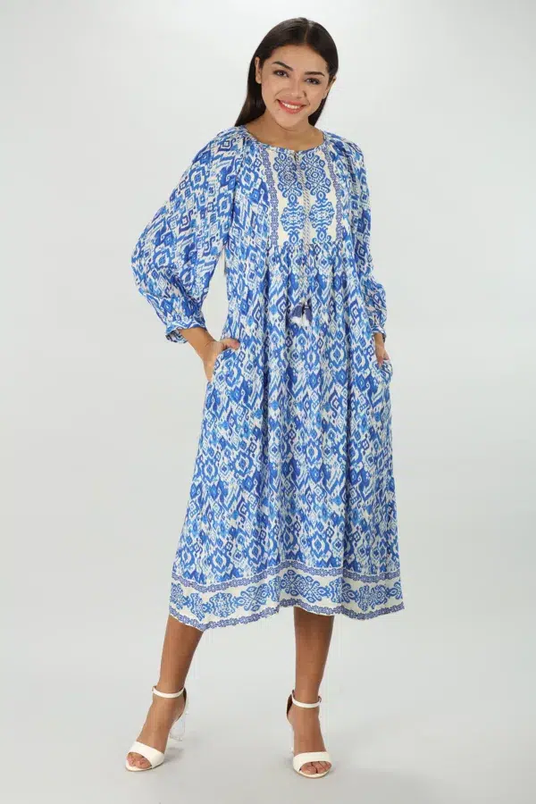 Printed Blue Dress Women