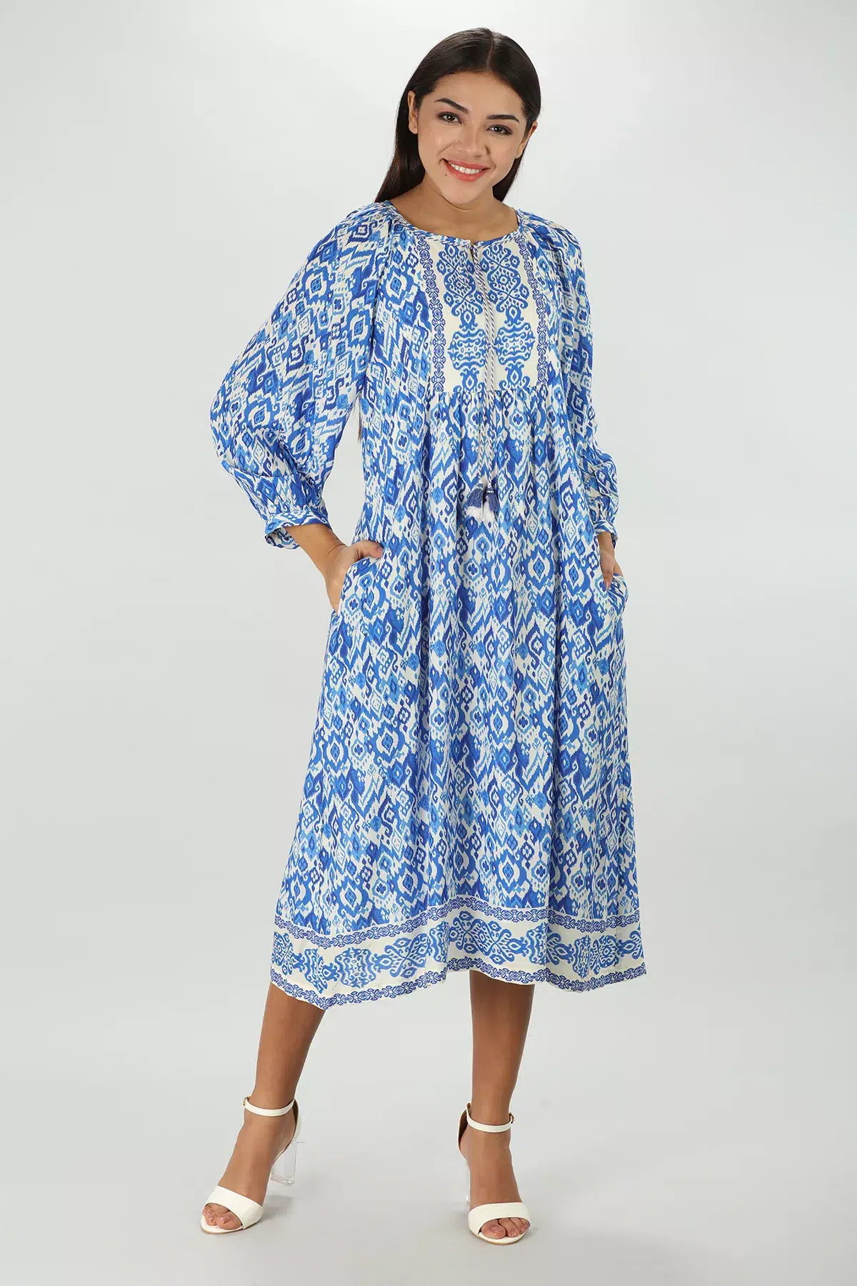 Printed Blue Dress Women