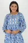 Printed Blue Dress Women