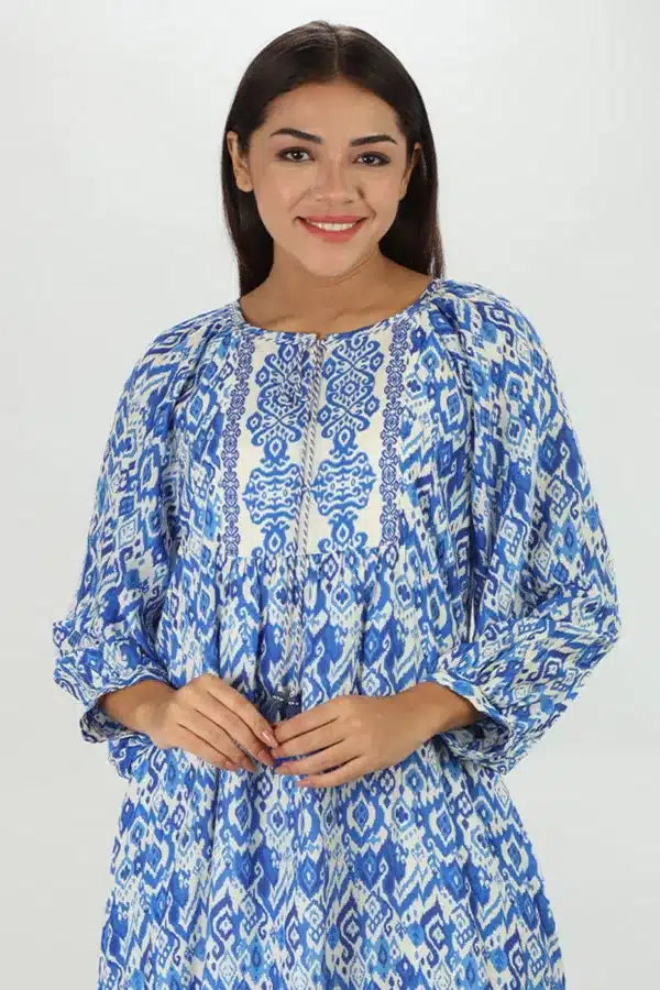 Printed Blue Dress Women