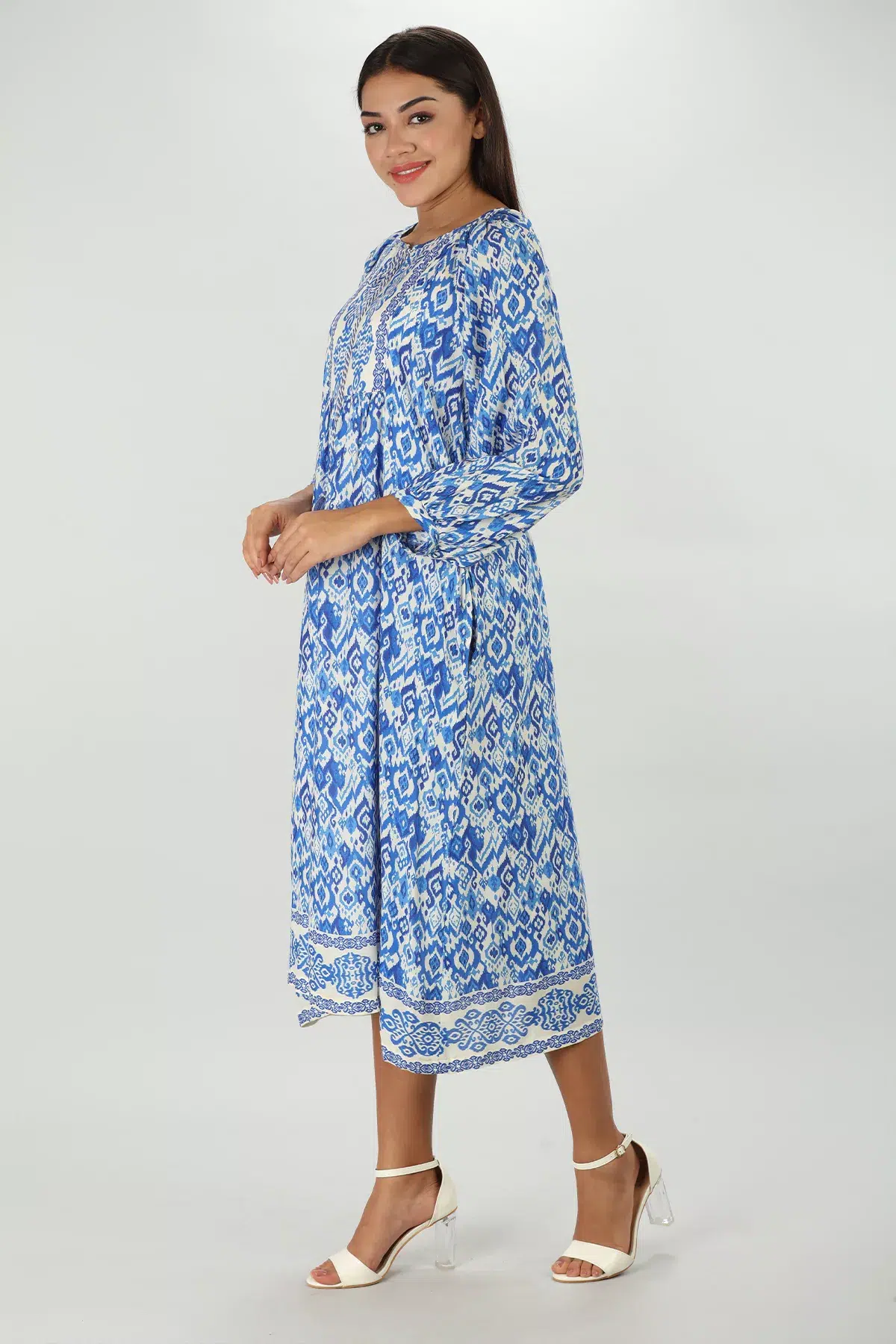 Printed Blue Dress Women