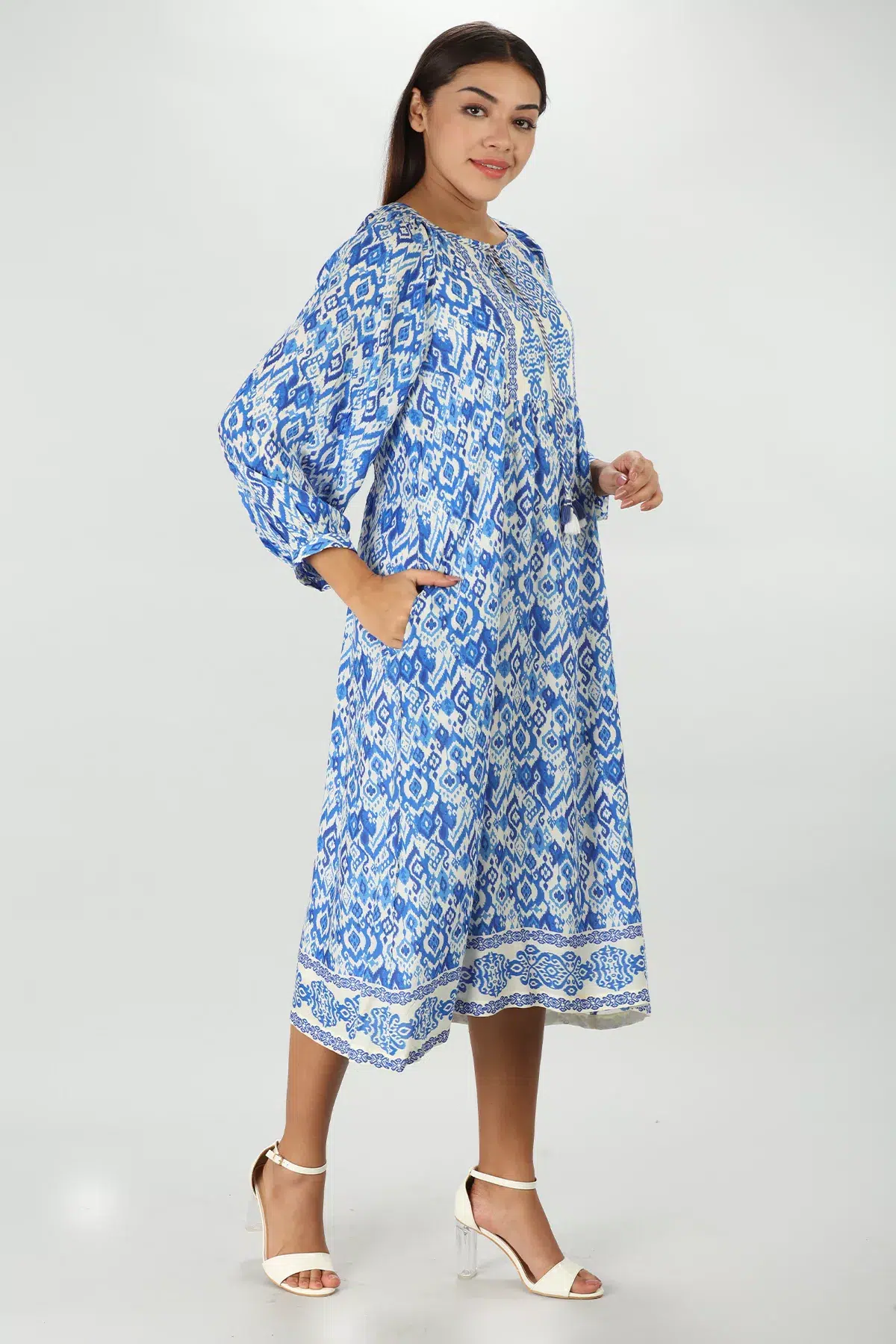 Printed Blue Dress Women