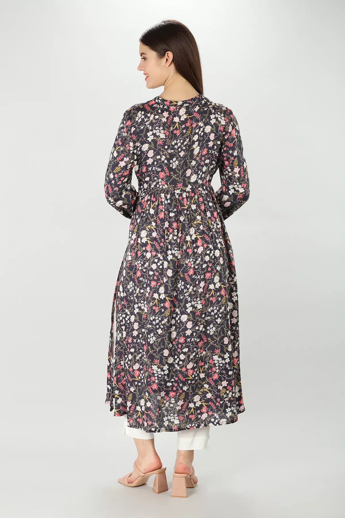 Printed Dark Grey Kurta For Women
