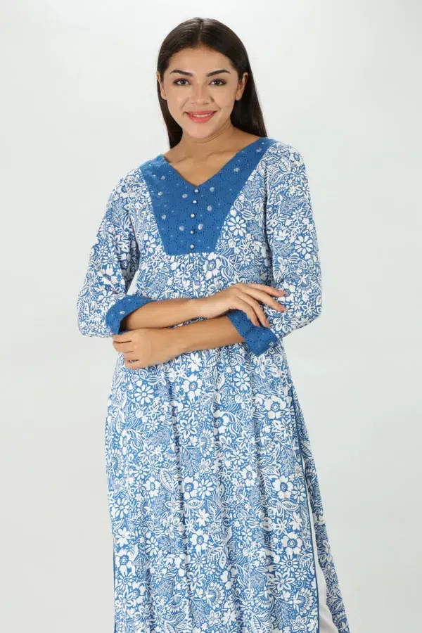 Blue Kurta For Ladies