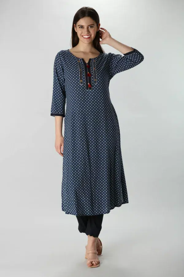 Printed Blue Kurta For Women