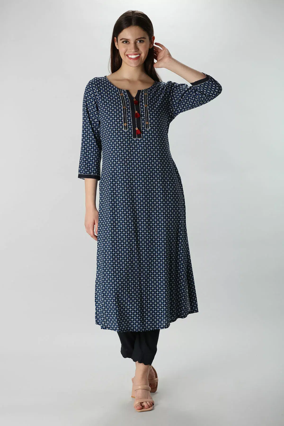 Printed Blue Kurta For Women