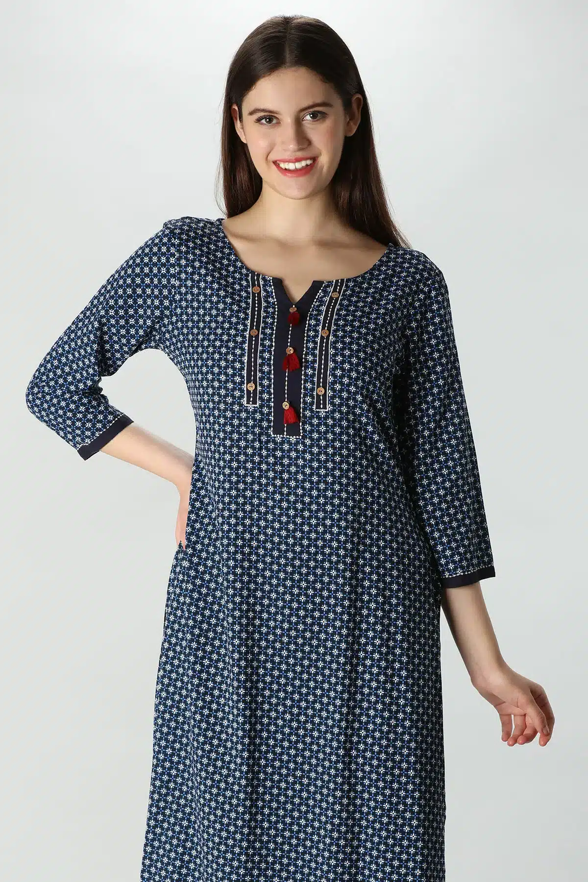 Printed Blue Kurta For Women