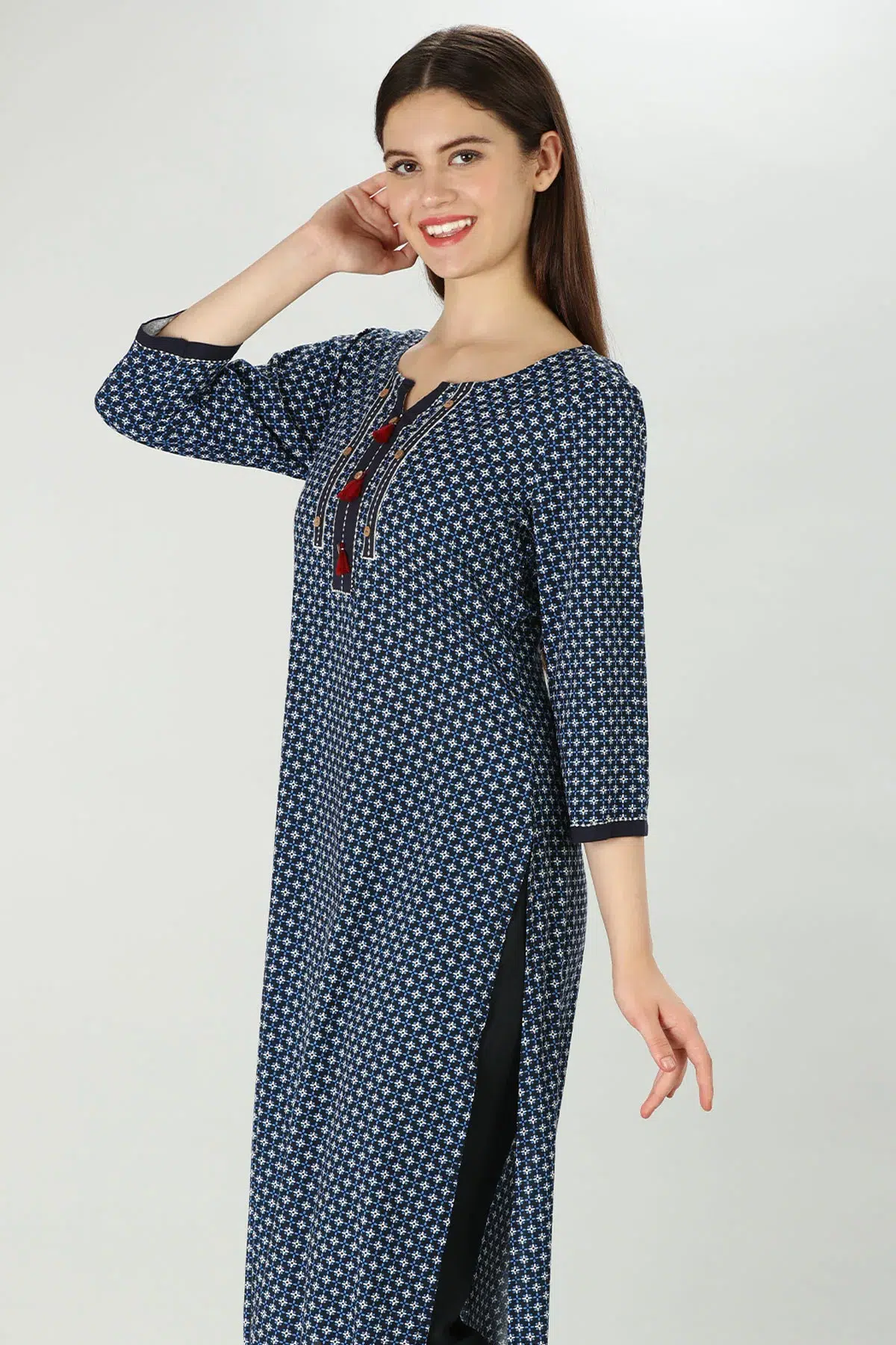 Printed Blue Kurta For Women