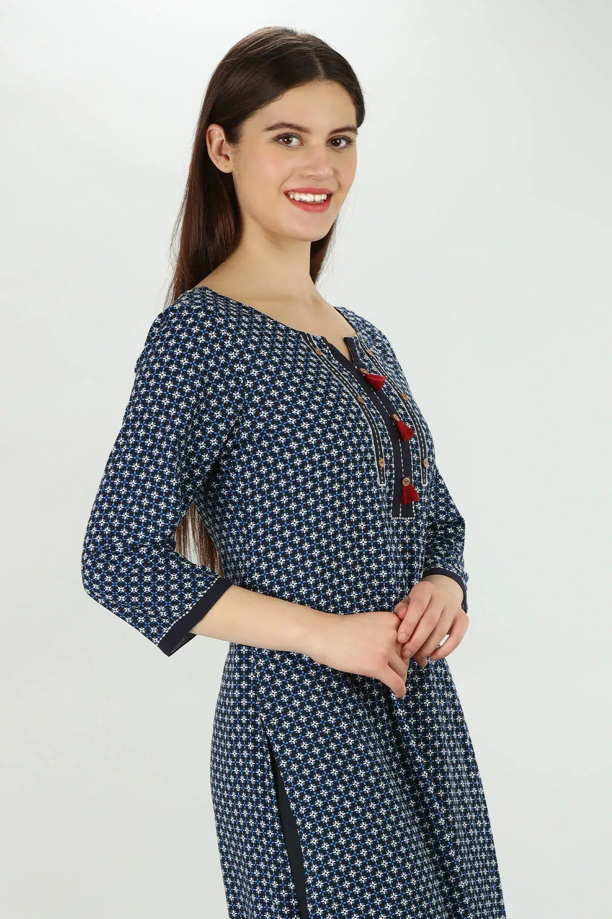 Printed Blue Kurta For Women