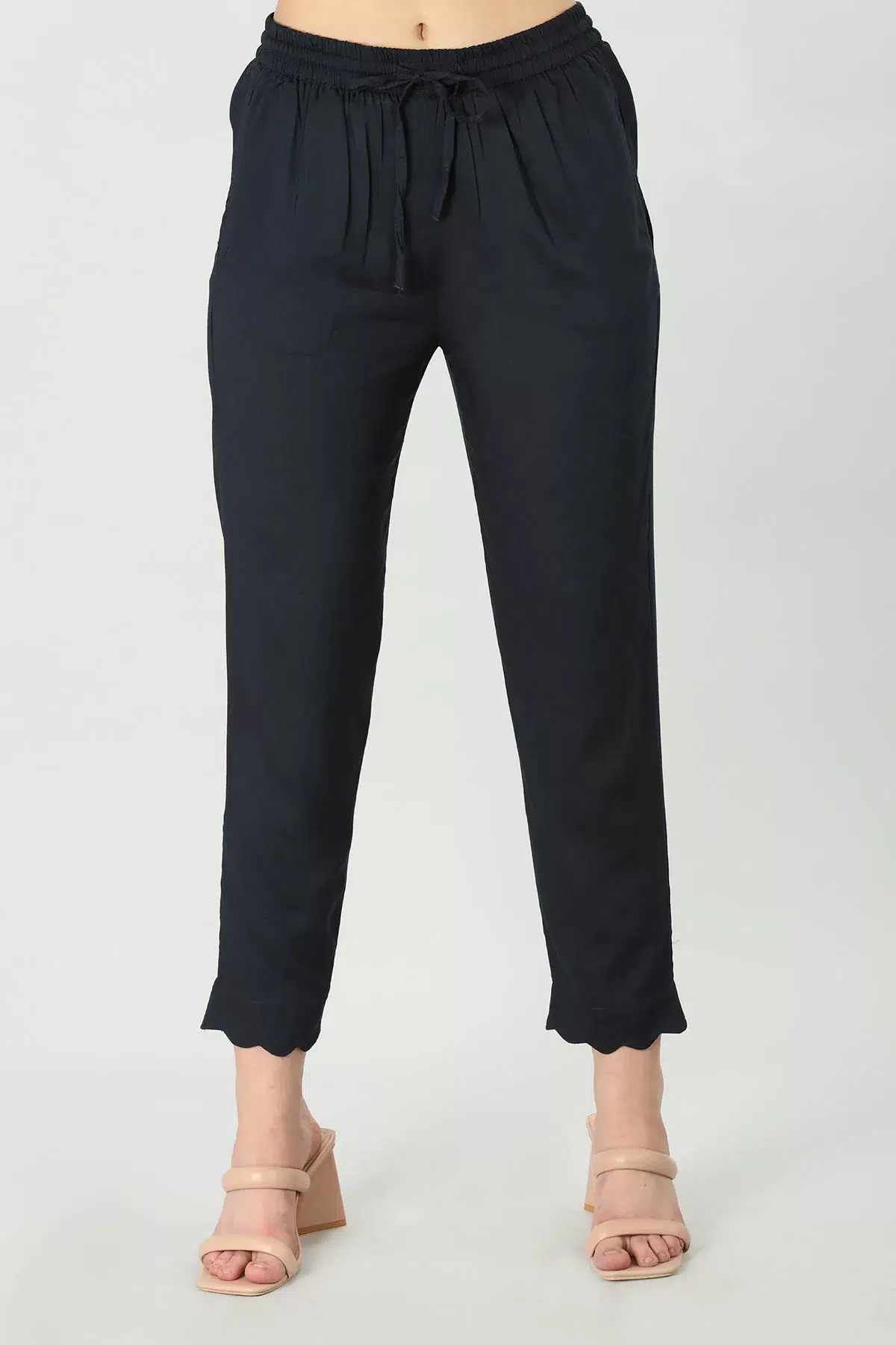 Charcoal Blue Palazzo Pants For Women