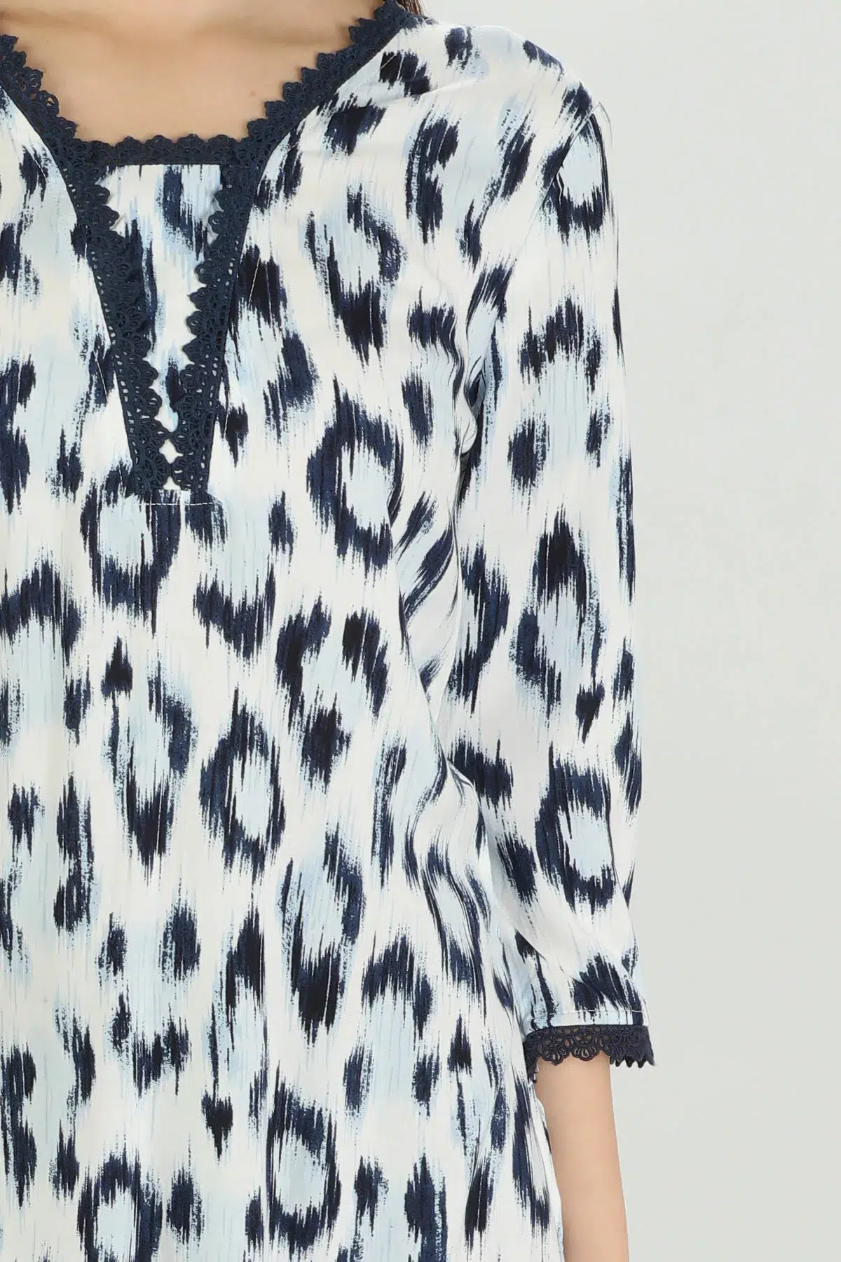 Printed White And Blue Kurti For Women