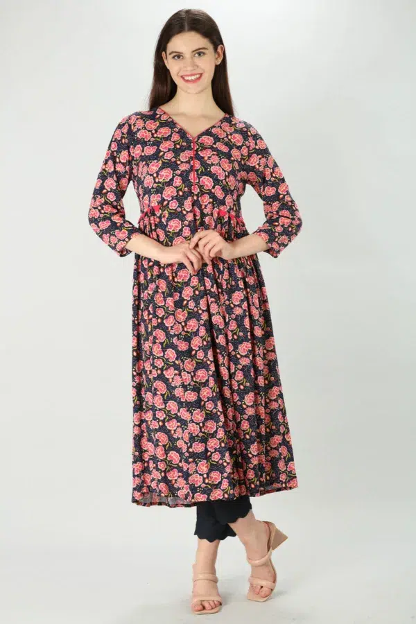 Printed Pink Kurti For Women