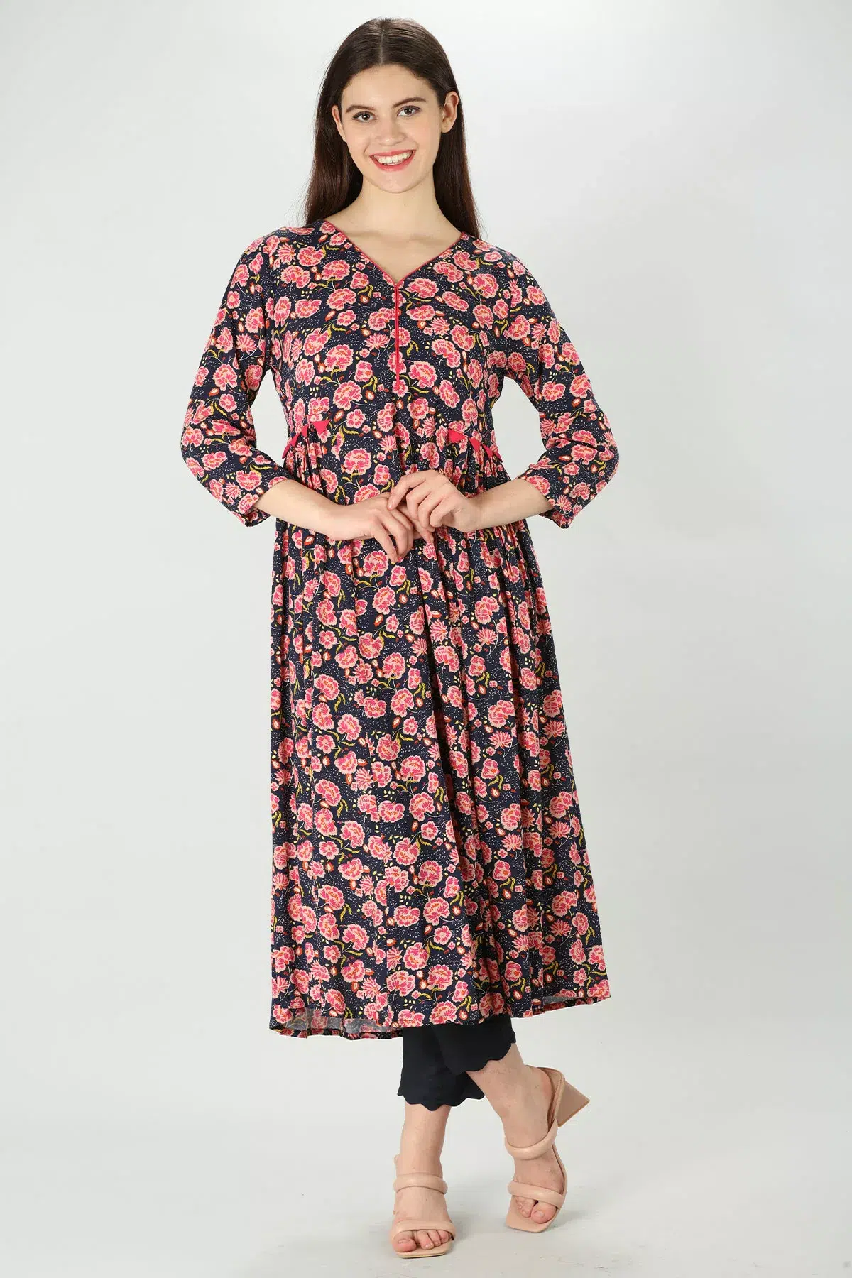 Printed Pink Kurti For Women
