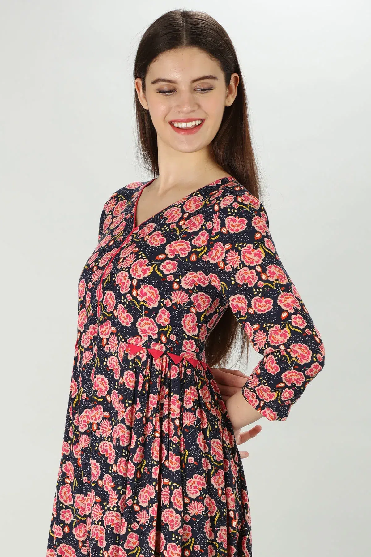 Printed Pink Kurti For Women