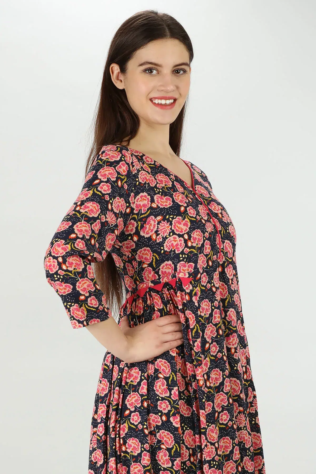 Printed Pink Kurti For Women