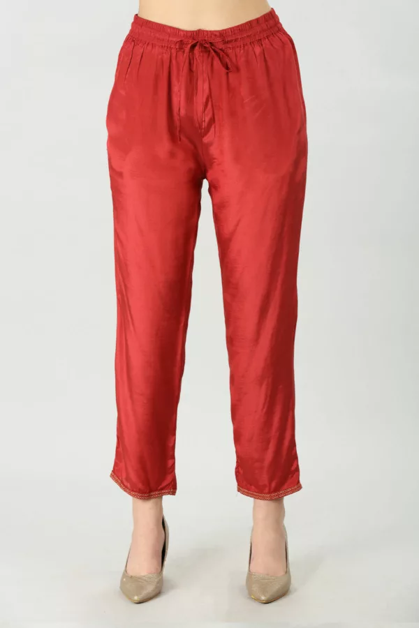 Embroidered Rust Palazzo Women's Pants