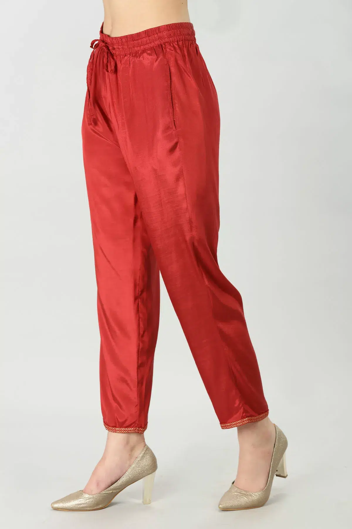 Embroidered Rust Palazzo Women's Pants
