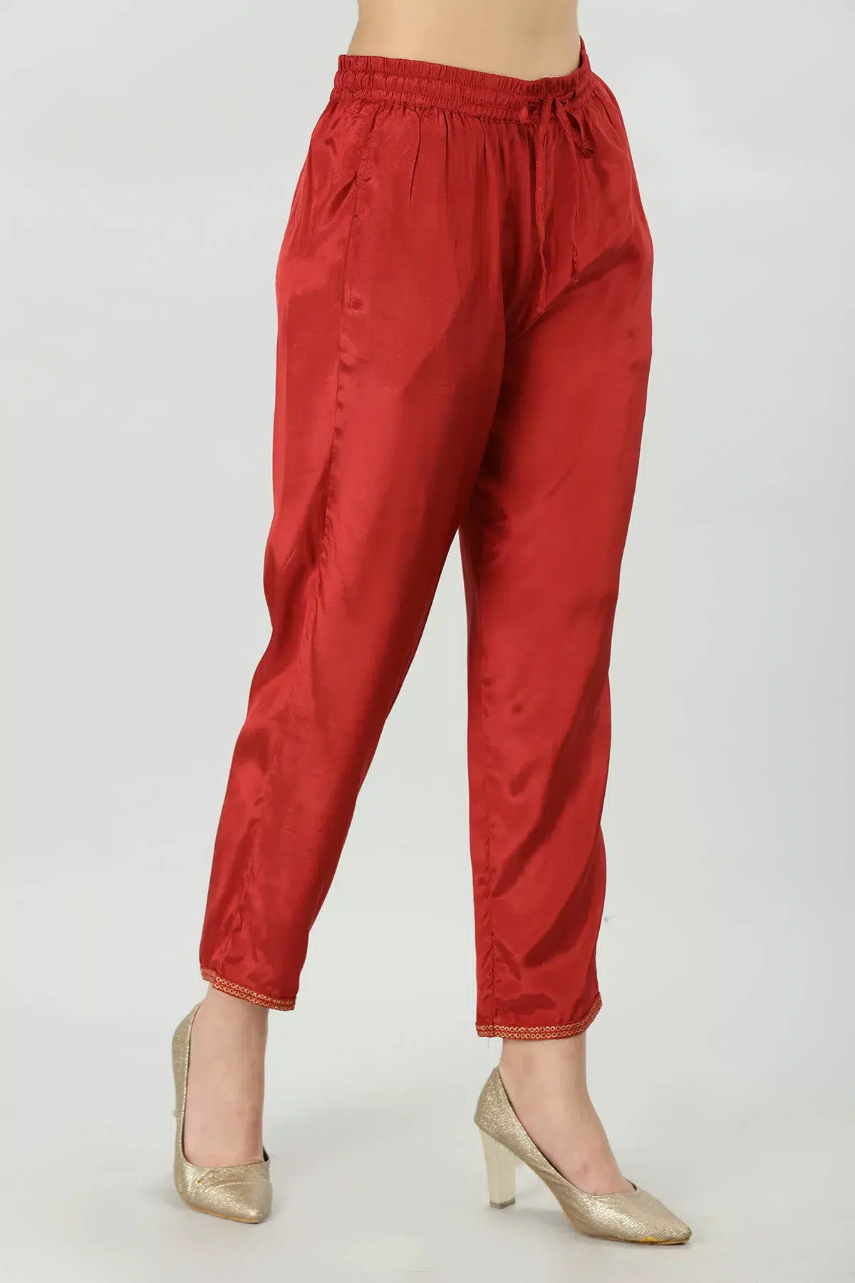 Embroidered Rust Palazzo Women's Pants