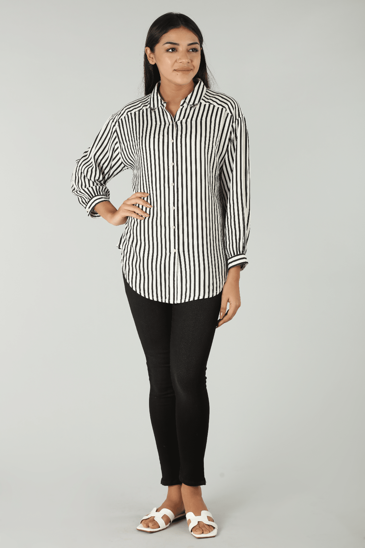 Black And White Shirt Striped For Women