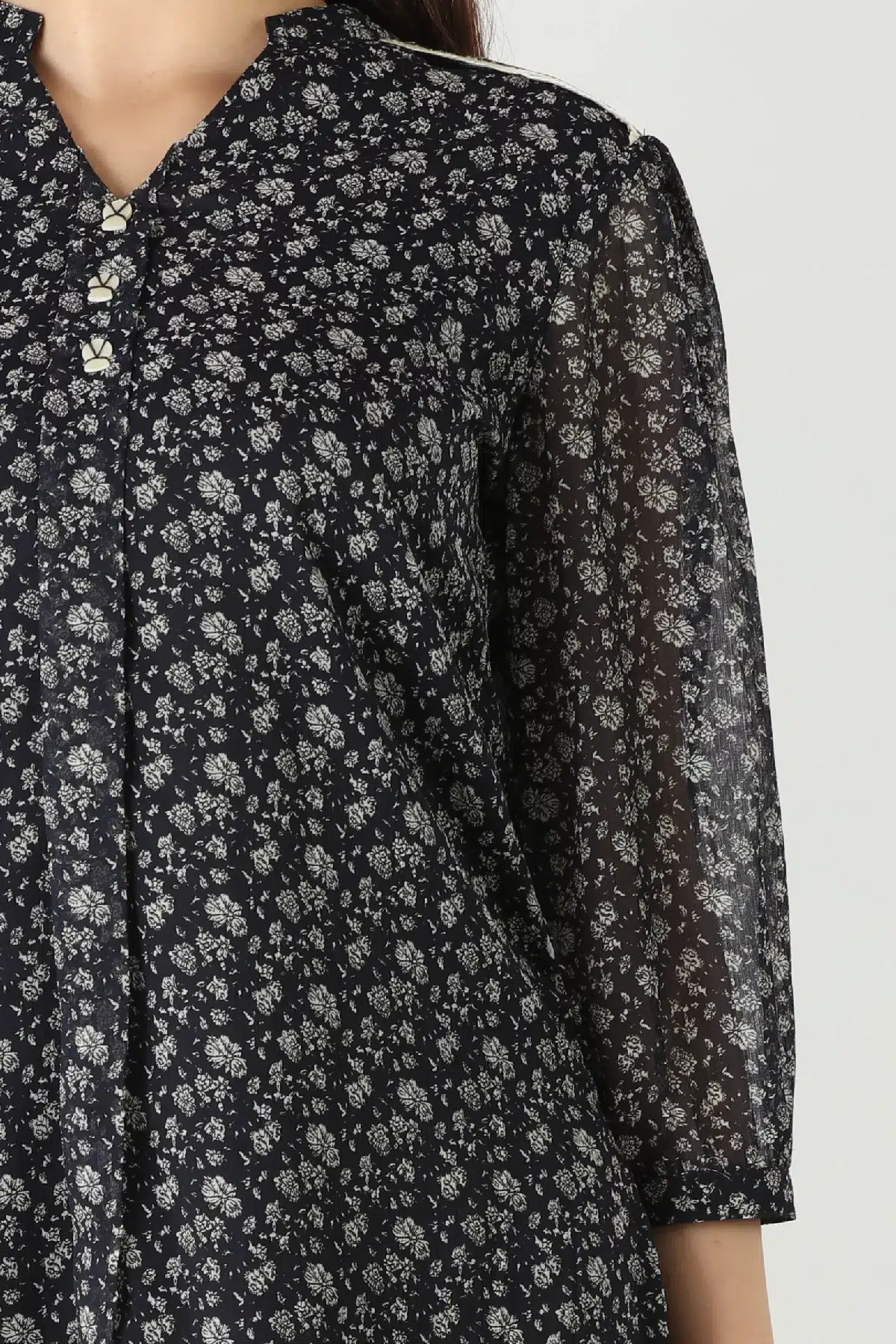 Charcoal Grey Printed Tops For Women