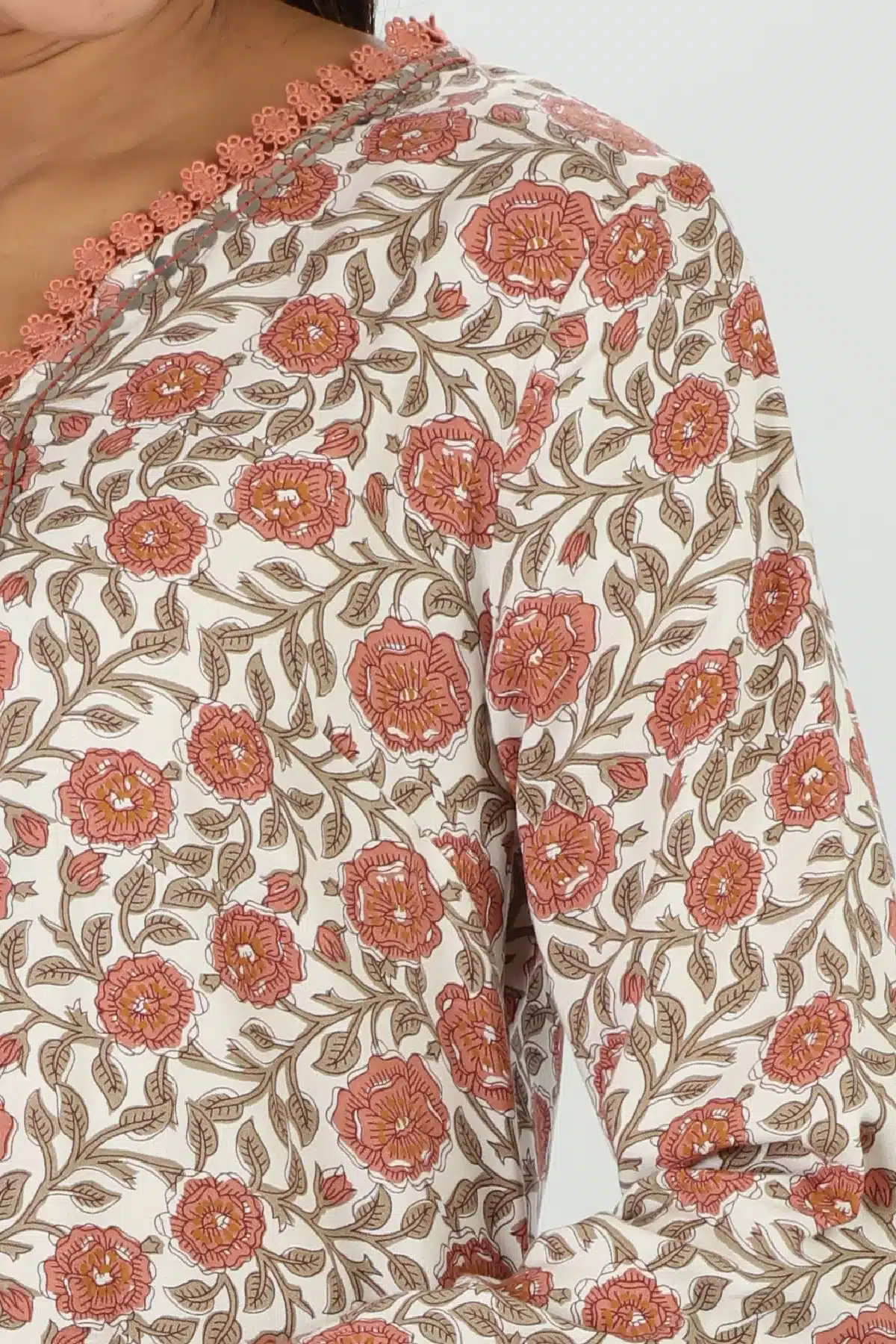 Floral Printed Orange Kurta For Women