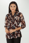 Brown Collar Top For Ladies