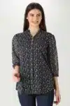 Charcoal Grey Printed Tops For Women