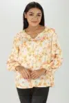 Floral Printed Yellow Long Sleeve Top For Women