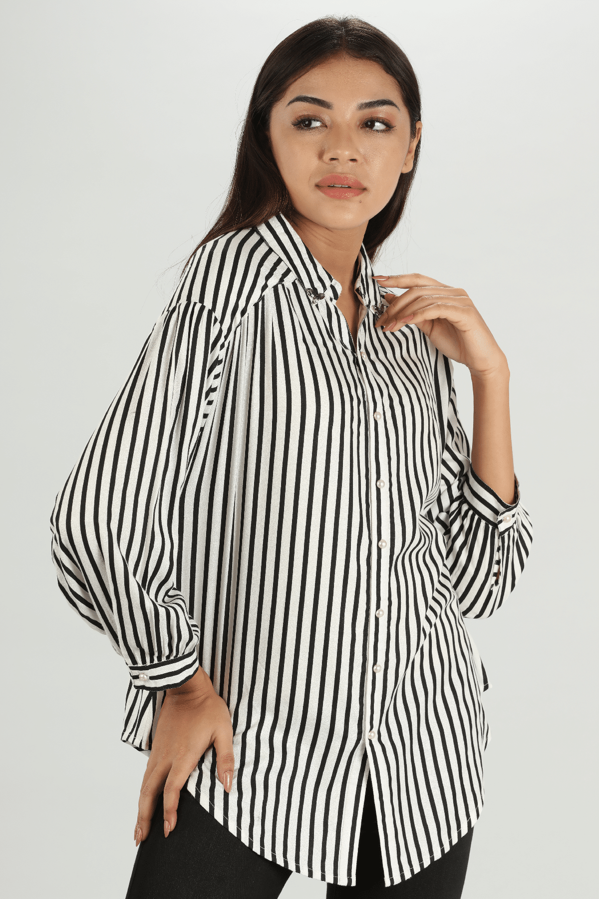 Black And White Shirt Striped For Women