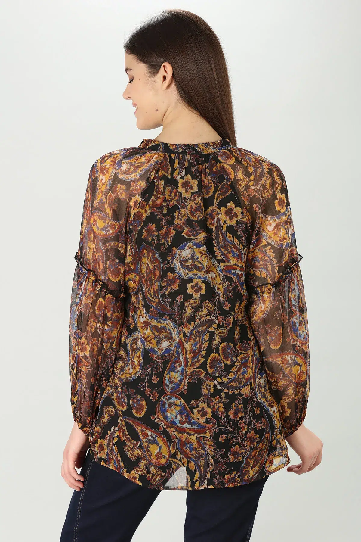 Printed Brown Full Sleeve Tops For Women