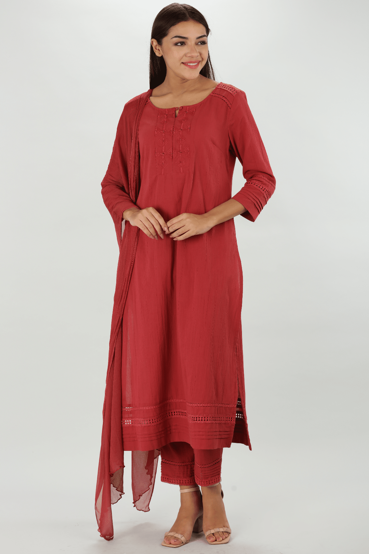 Brick Red Plazo For Ladies