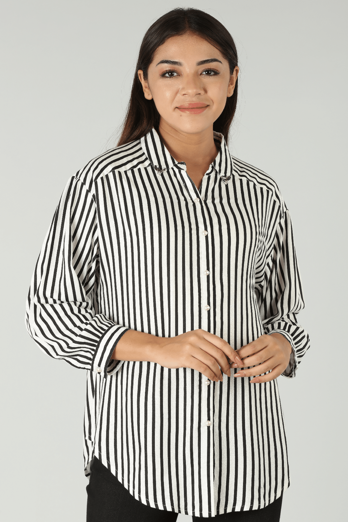 Black And White Shirt Striped For Women
