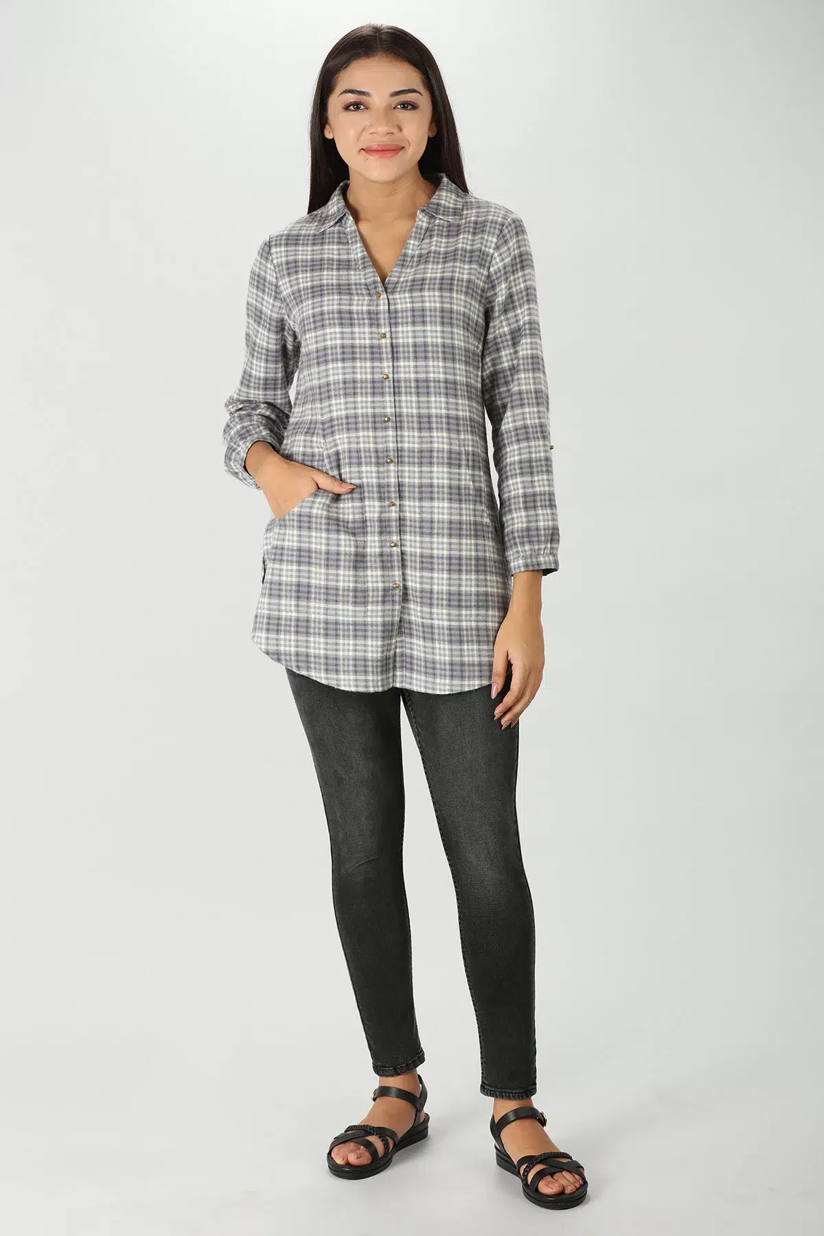 Grey Plaid Shirt - Image 2