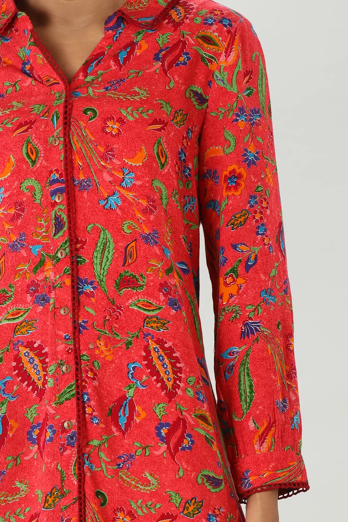 Ruby Red Printed Shirt - Image 5