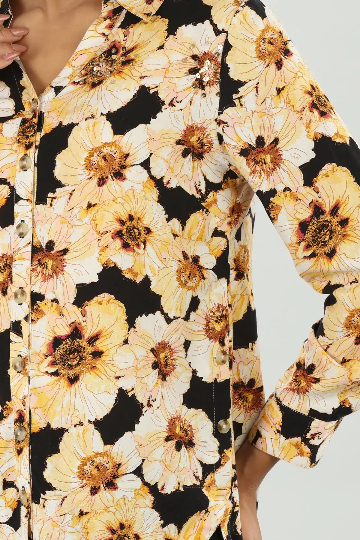 Yellow Printed Shirt For Women
