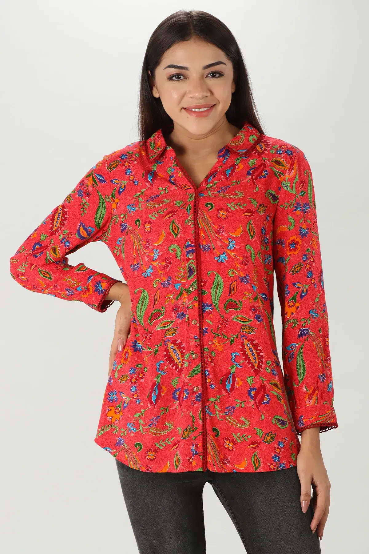 Ruby Red Printed Shirt