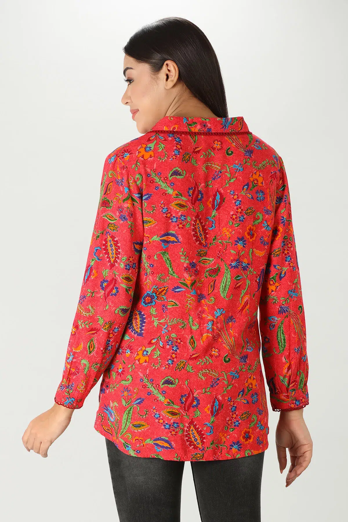 Ruby Red Printed Shirt - Image 6