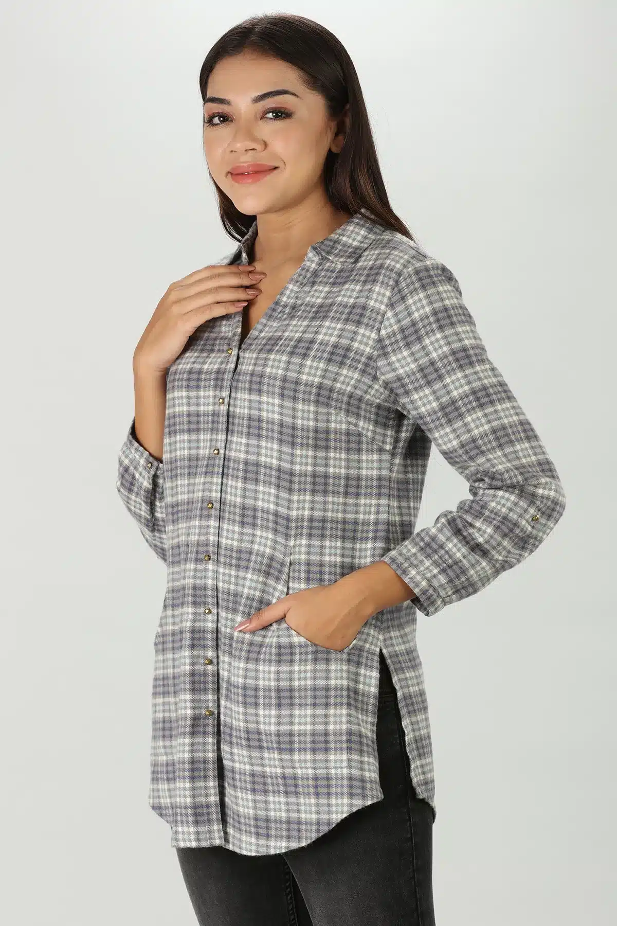 Grey Plaid Shirt - Image 4